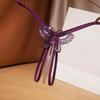 Embroidery Black Butterfly G-String Lace with Pearl Thongs T Back Temptation Open Crotch Panties for Women Sexy Erotic Costume