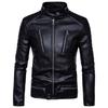 Plus Size, Punk Men's Locomotive Multi-Zip Leather Jacket Motorcycle Leather Jacket B