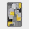 Modern Geometric Patterned, Non-Slip Based Runner Carpet In Yellow and Gray Tones, Authentic Runner, Soft Living Room Carpet