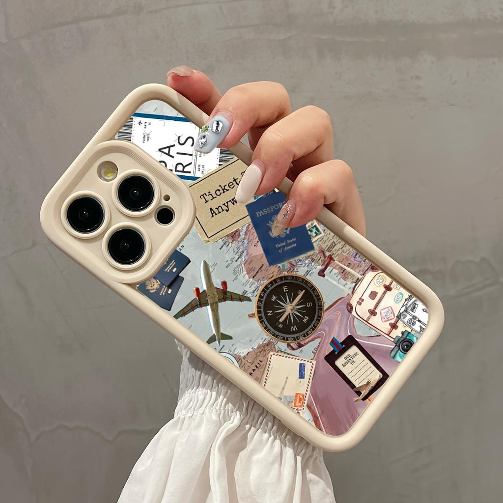Vintage Travel Collage with Ticket To Anywhere Art Phone Case for iPhone 17 16 15 14 13 12 11 Series Pro Max Plus