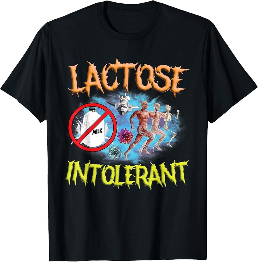 NEW LIMITED Lactose Intolerant Ironic Sarcastic Funny Humor Cringe Meme T-Shirt XL