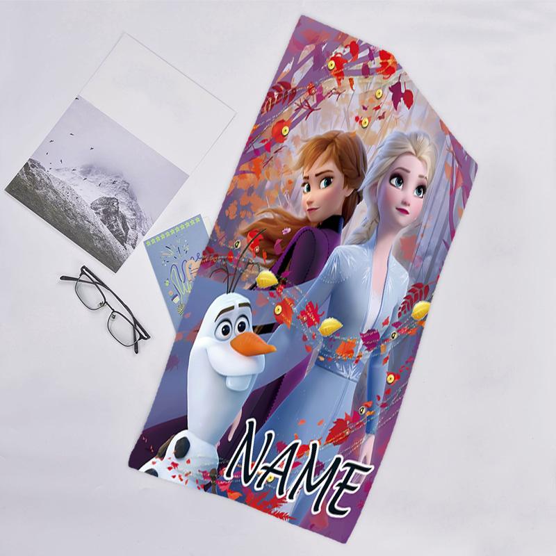 1pc Frozen12 Beach Towel with Custom Name, Beach/Swimming/Bath/Picnic/Camping Towel, Suitable for Seaside Beaches