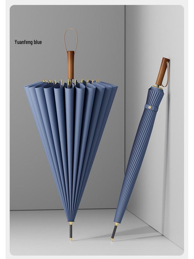 ZUODU Elegant Solid Wood Long Handle Umbrella, Large, Reinforced, Windproof, for 2-3 Persons