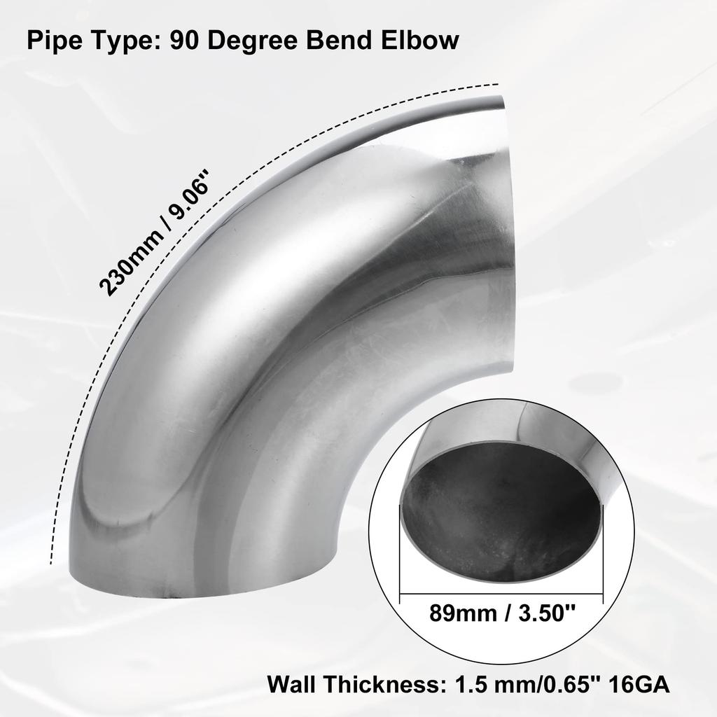 uxcell SS304 90 Degree Mandrel Bend Elbow Stainless Steel Bend Tube Exhaust Elbow Pipe