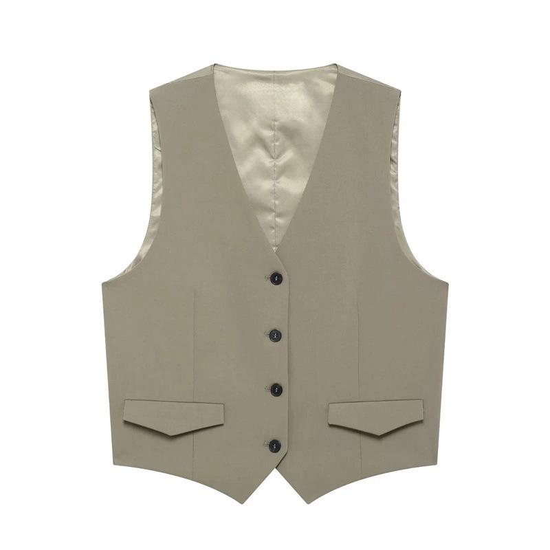 

TAOP&ZA Женский топ-майка с V-образным вырезом на весну/лето с длинными брюками с высокой талией и двойными складками. Large (L)