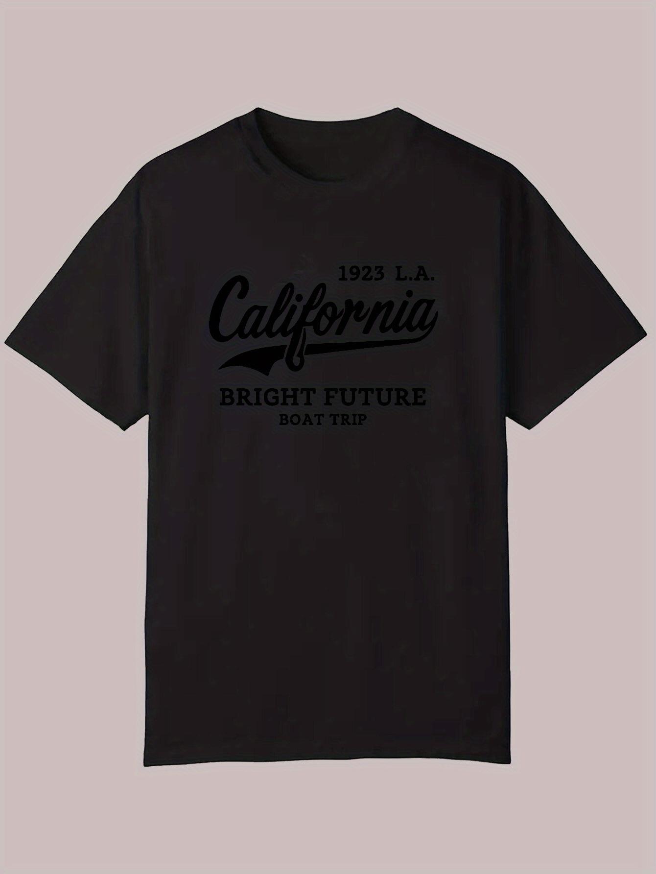

Vintage California 1932 Graphic T-shirt - Lightweight Polyester Round Neck Summer Tee with Bright Future Boat Trip Print XXXL