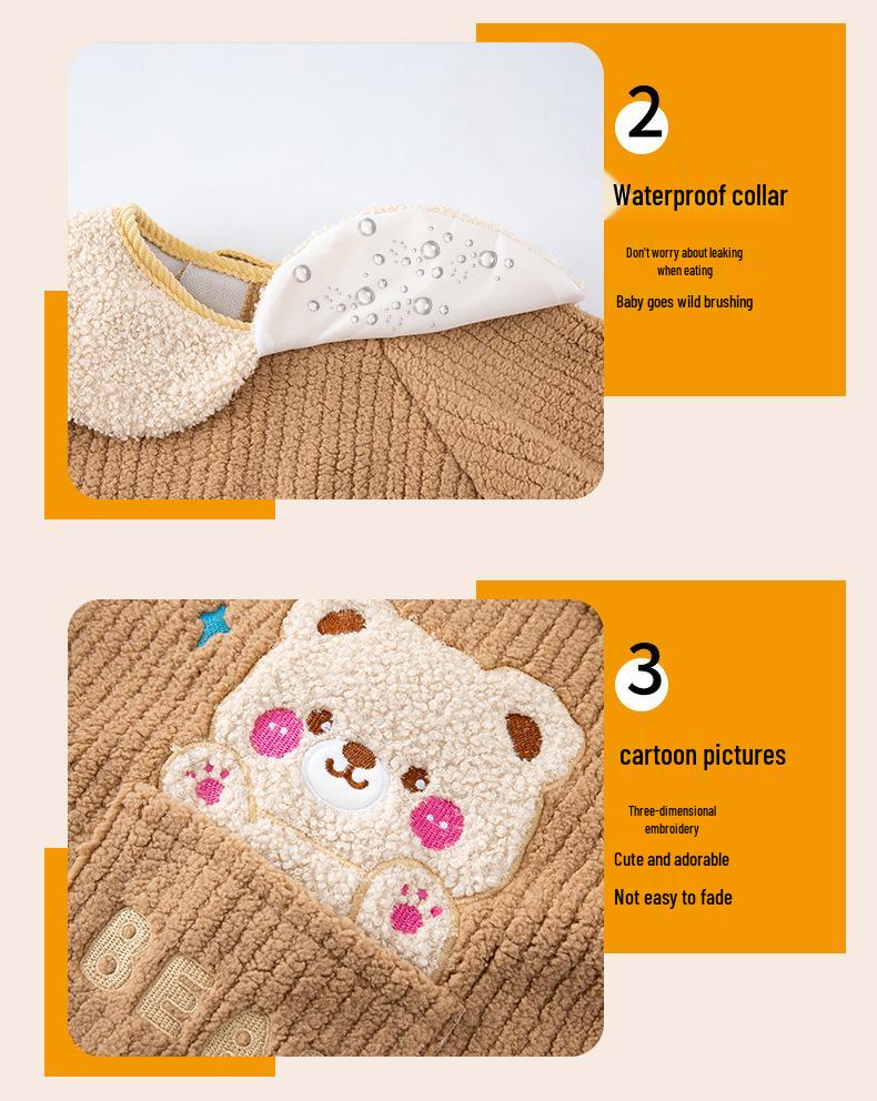 Autumn/Winter Unisex Baby Coverall - Thick Coral Fleece, Waterproof, Stain-Resistant, Soft and High-Quality Design