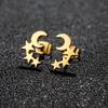Simple Moon Star Piercing Ear Stud Earrings For Women Vintage Stainless Steel Geometric Earrings Tragus Jewelry Party Gifts