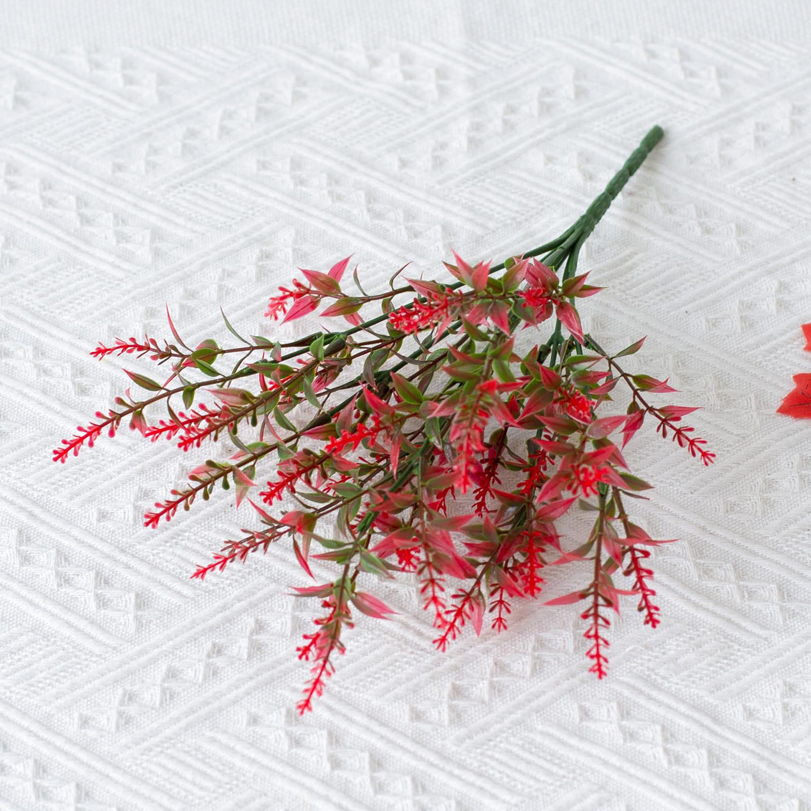 

12 пучков искусственных цветов лаванды, растения с 7 гибкими стеблями, 14-дюймовые устойчивые к ультрафиолетовому излучению искусственные уличные пластиковые растения One Size киноварь