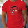Planets Print Cotton Short Sleeved Crew Neck T-shirt For Men Simple And Elegant T-Shirt, Spring And Summer