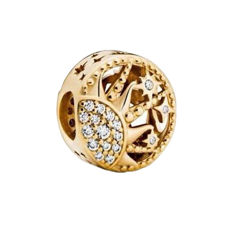 Sparking Gold Plated Charm Beads Dangle Original Snake Fit Copper Bracelet Necklace Beads For Diy Jewelry Women Gift