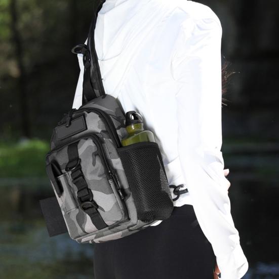 Fishing Bag with Rod Holder Waterproof Nylon Fishing Accessories Sling Bag Lightweight Outdoor Hiking Hunting Fishing Gear Single