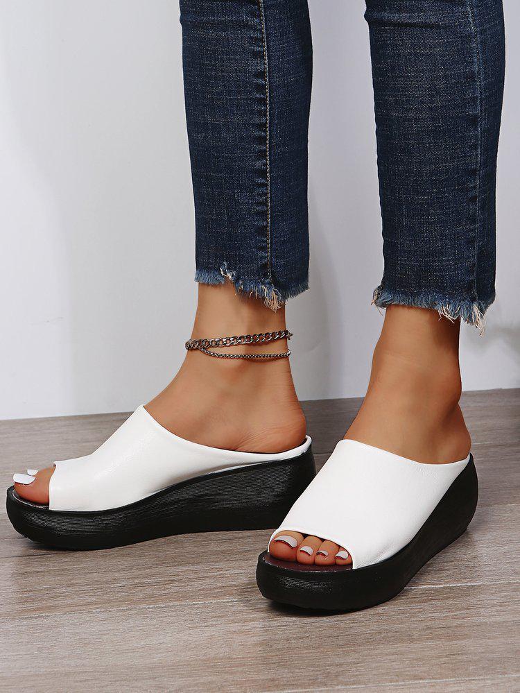 Women's Plus Size Platform Wedge Heel Slippers - Summer 2021 European & American Fashion, Open-Toe Design, Thick Outdoor Sole