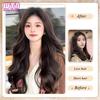 WTB Peluca Sintética Femenina Cabello Largo Rizado Postizo de Una Pieza en Forma de U Extensión Francesa 4 Clips Cabello Falso Marrón Negro Resistente al Calor Cabello Falso