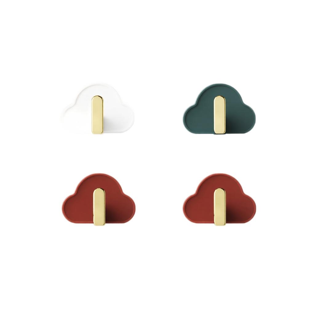 Set of 4 Decorative Wall Hooks Cloud Shape Kitchen Bathroom Storage Hooks Adhesive Mounted for Hanging Towels Keys and Accessories