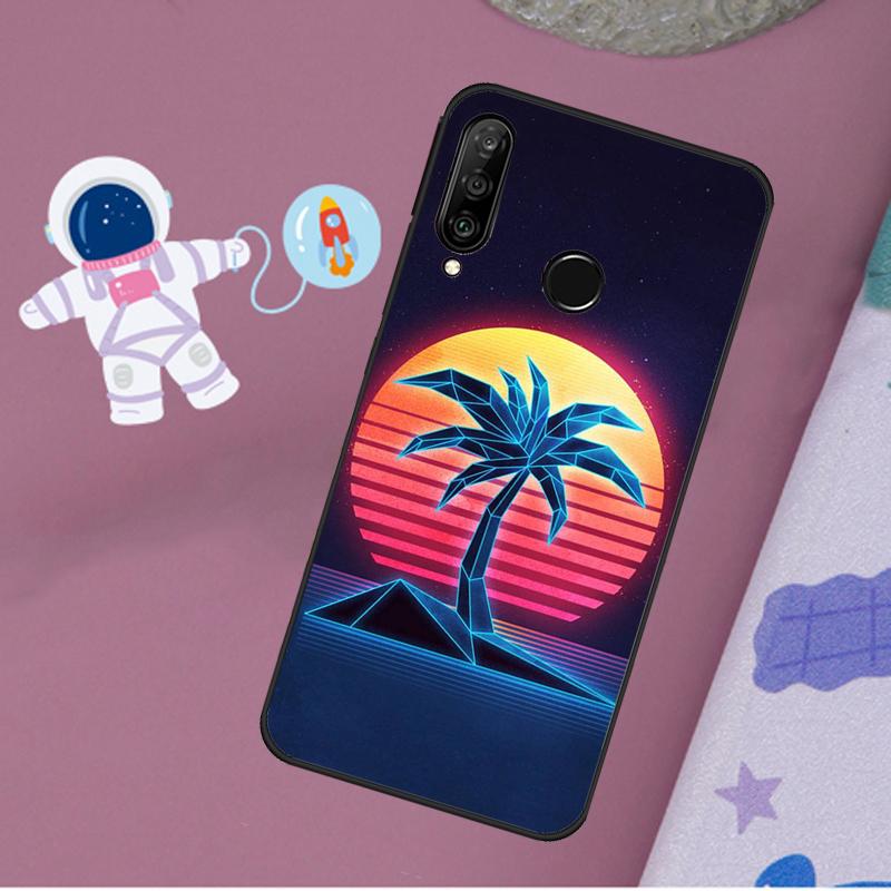 Retrowave Neon Palms Tree For Huawei Nova 10 9 SE 11 Pro Y60 Y70 Y90 Y61 Y91 Y72 Y73 12i 11i 8i P20 P30 P40 Lite Case
