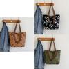 Black Green Brown White Panda Canvas Tote Bag With Large Capacity