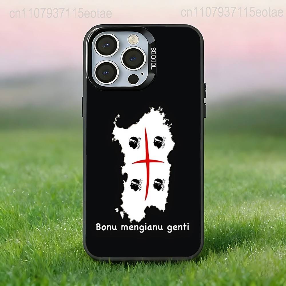 Flag of Sardinia COOL Phone Case For iPhone 17,16,15,14,13,12,11,Pro,Max,Plus,E,Air,Mini Black Tpu IMD Cover