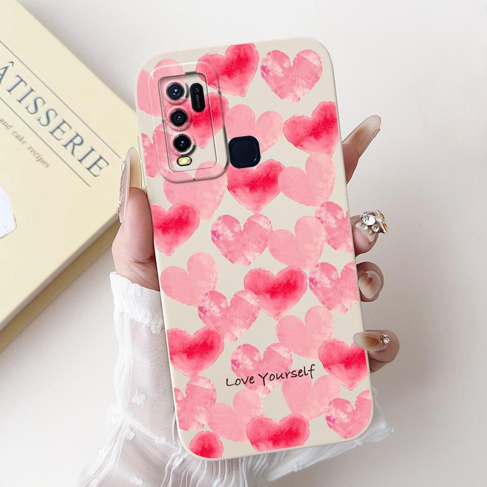 For Vivo Y30 1938 Case Y50 1935 Luxury Flowers Kawaii Cute Funny Painted Silicone Shockproof Phone Case For Vivo Y50 Back Cover
