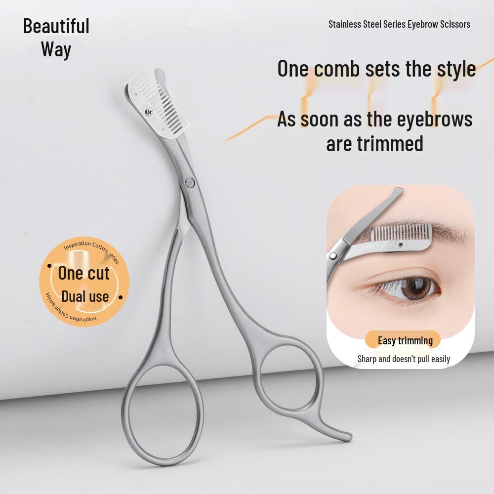 Beauty Method Stainless Steel Eyebrow Trimmer Tool with Comb & Scissors for Beginners