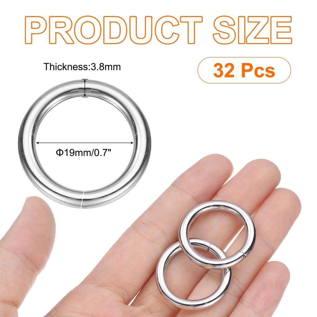 32pcs O Ring Buckle Zinc Alloy Opening O-Rings Clasp Clips for Crafts Keyrings Bags Straps Belts DIY Accessories
