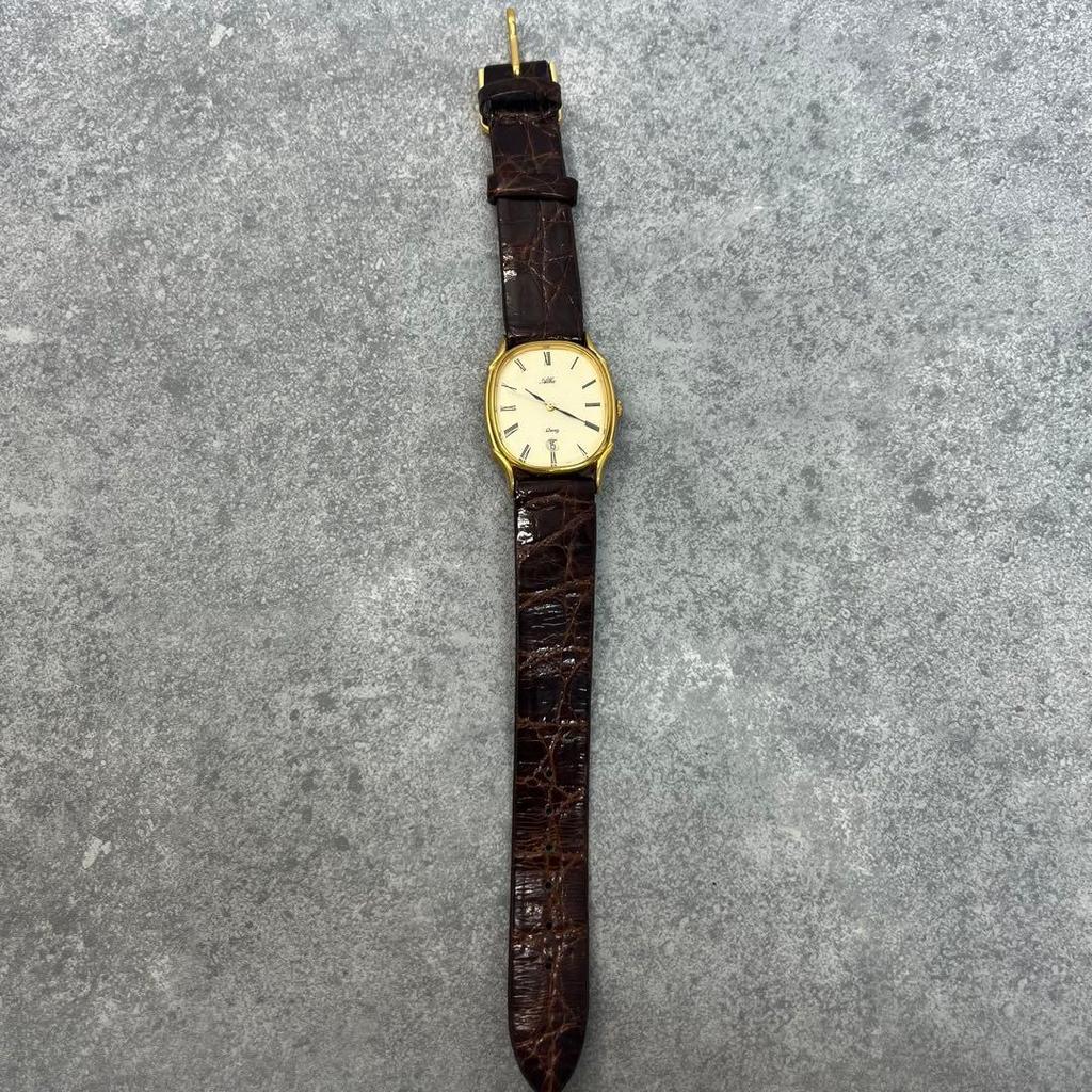 Used Alba Quartz Watch Gold Color Brown Leather Strap