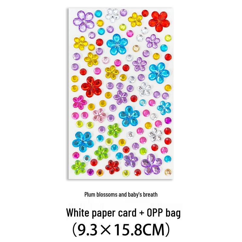 Gem Stickers: Kids' 3D Acrylic Crystal DIY Rhinestone Decorations, Colorful Cross-Border Designs for Girls