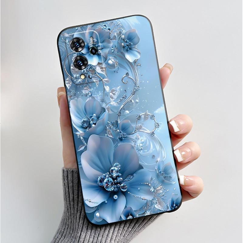 For ZTE V40 Pro 9046 Case Black Jelly Soft Silicone TPU Butterfly Flowers Pattern Phone Casing For ZTE Blade V40 Pro Back Cover