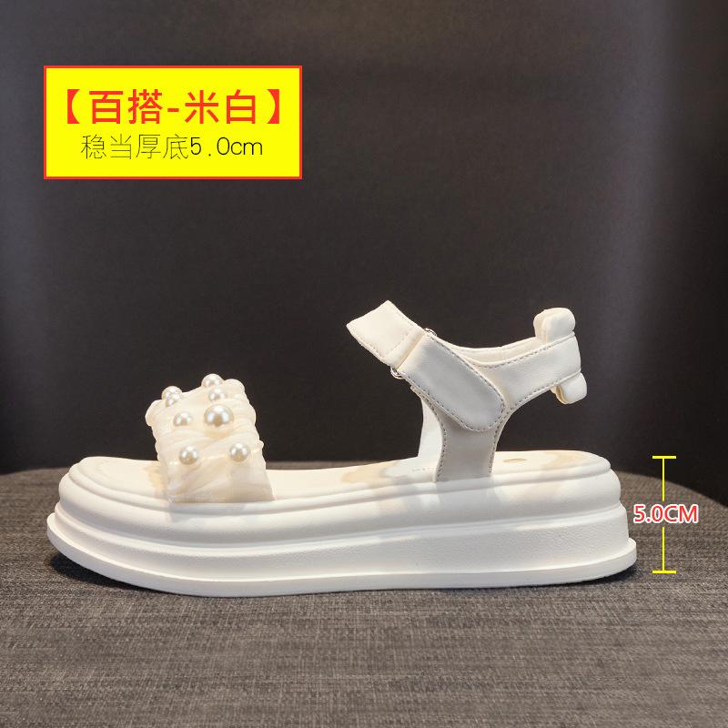 Sandals Fairy Fairy Wind 2025 New Summer Platform Muffin Roman Heightening Pearl Velcro Sports Beach Shoes