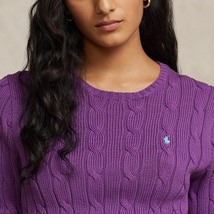 Polo Ralph Lauren SS24 Solid Color Cable Knit Slim Fit Long Sleeve Sweater Women Sweater Purple WMPOSWENC020897-500