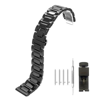 [Kai Tian] Deluxe Full Ceramic Watch Strap 22mm Black Replacement Watch Band Bracelet Men's Stainless Steel Buckle