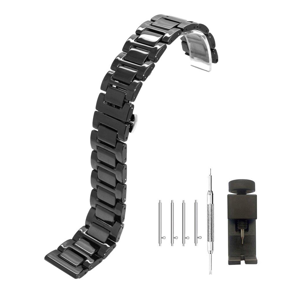 [Kai Tian] Deluxe Full Ceramic Watch Strap 22mm Black Replacement Watch Band Bracelet Men s Stainless Steel Buckle