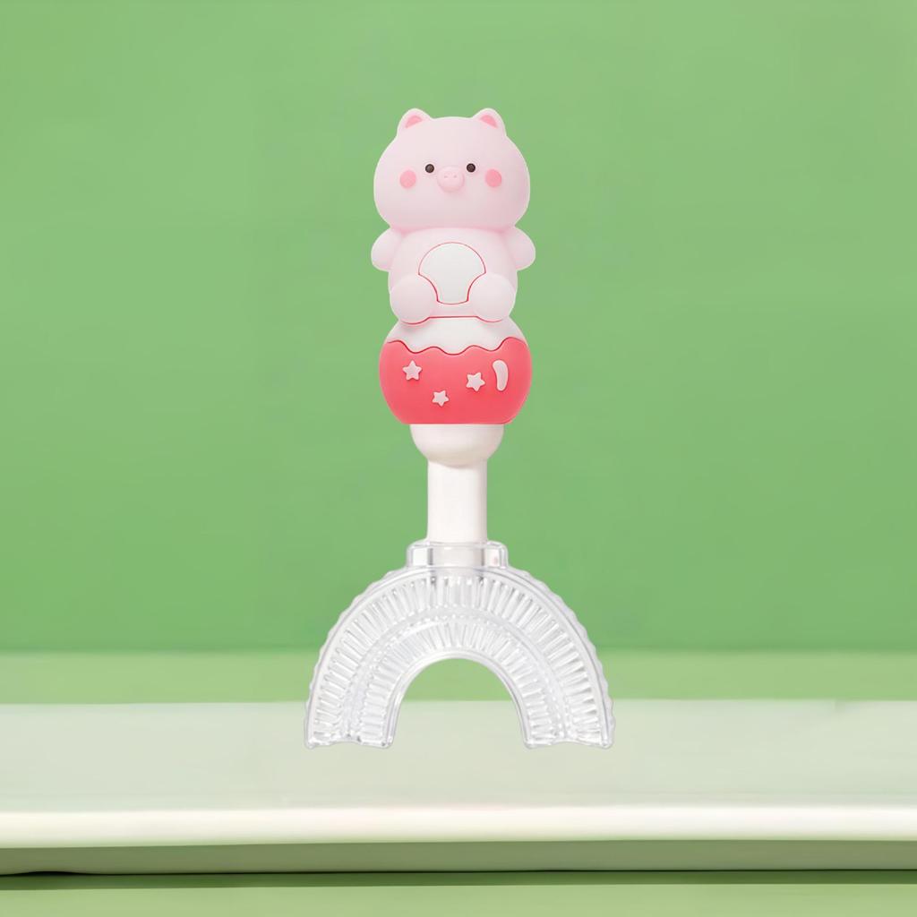 Children's Cartoon U-Brush: Soft Silicone Bristles, Ages 1-12, Manual Toothbrush with Fun U-Shape Handle