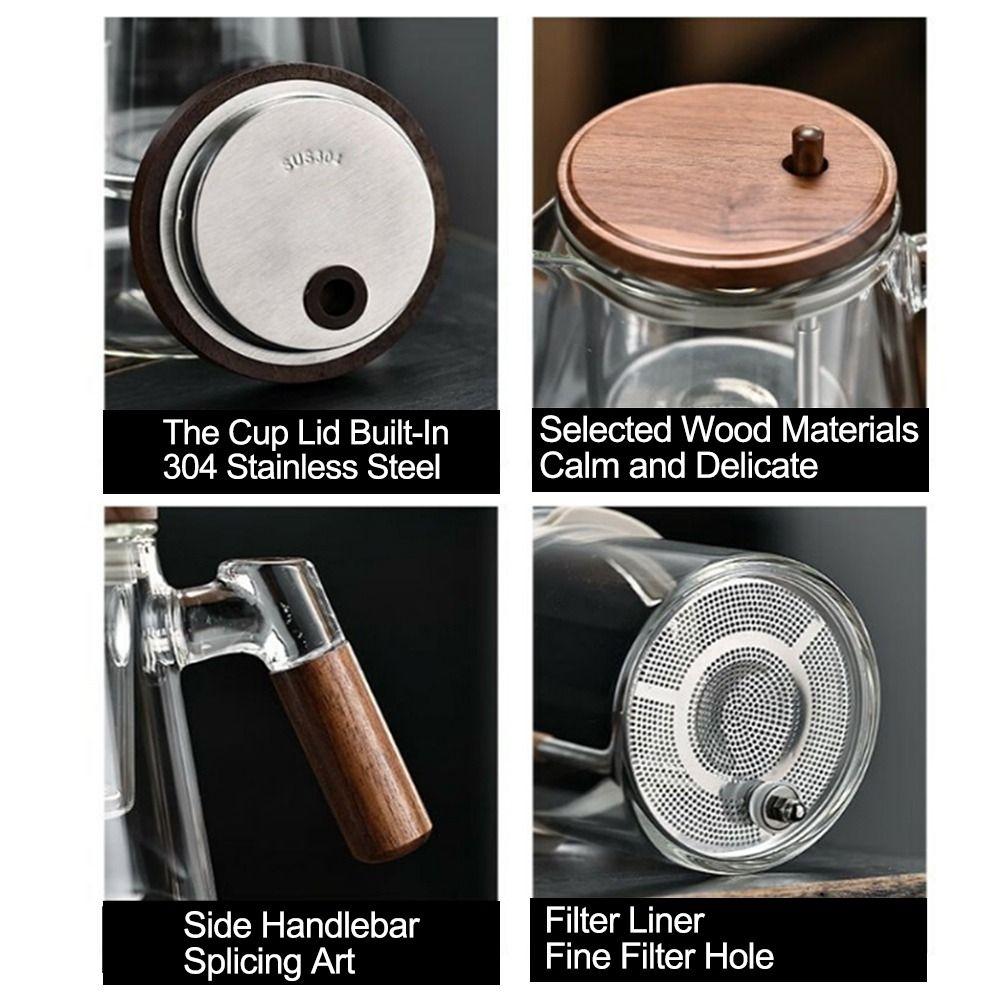 Creative Tea Separation Glass Teapot 650ML One-button Filtering Teapot  Drinkware