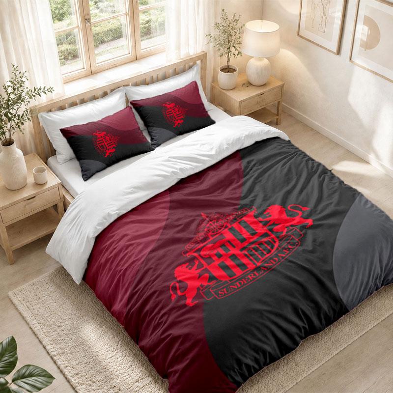Bettwäsche-Set 1 Bettbezug 2 Kissenbezüge Sunderland Fußball-Aufdruck Schlafzimmer Heimdekoration