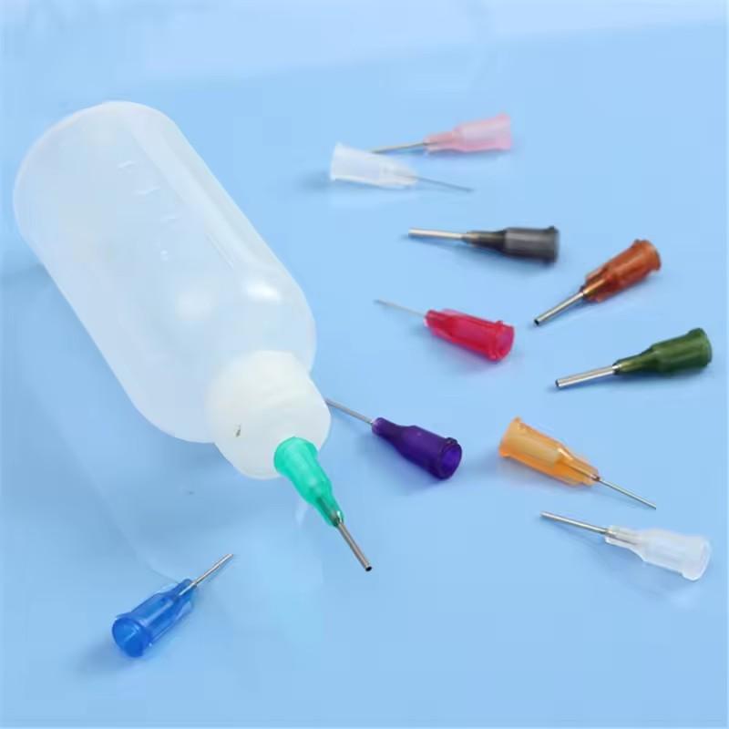 5Pcs 50ml Needles Transparent Glue Bottle Polyethylene Needle Dispenser Dispensing Bottle for Rosin Solder Flux Paste