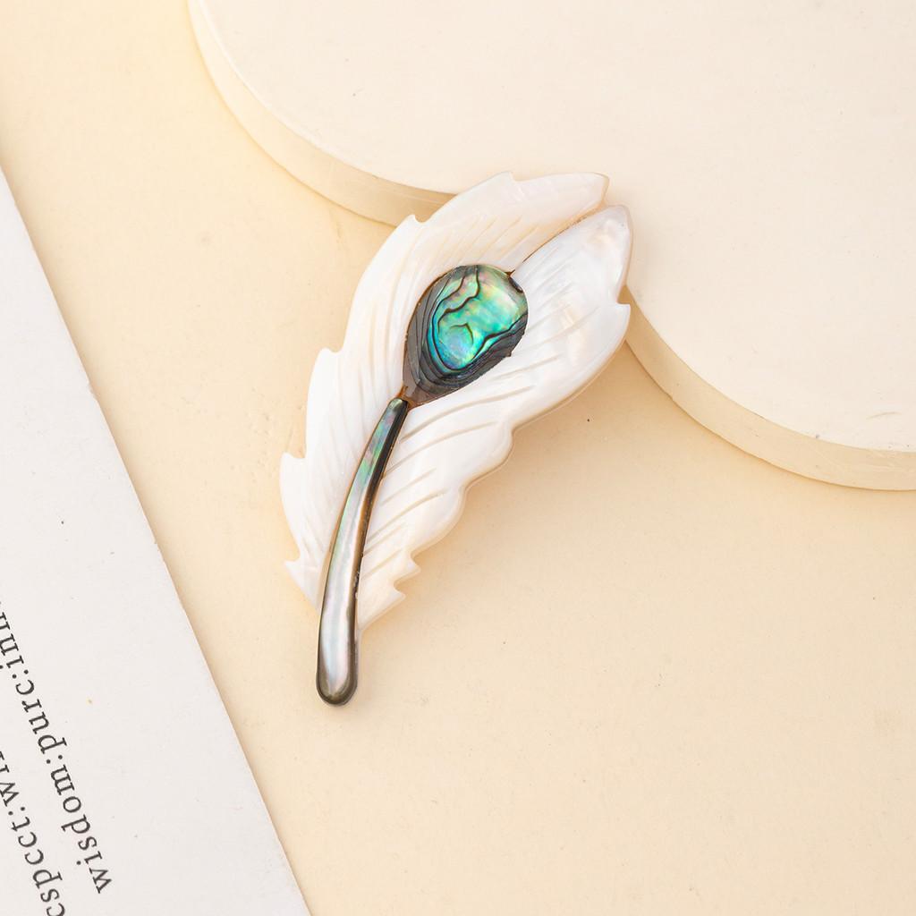 Handcrafted Shell Feather Black Butterfly Brooch Pendant Jewelry For Women