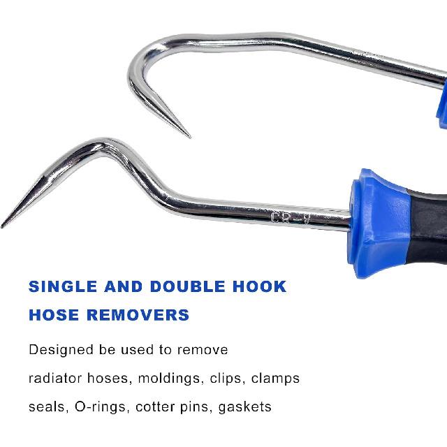 2 PCS Hose Removal Hook Set, 8 Inch Gasket Hook & Pick Tool Vehicle Radiator Hose Remover, Mini Pick Hooks Puller Remover for Hoses O-Rings Gaskets,