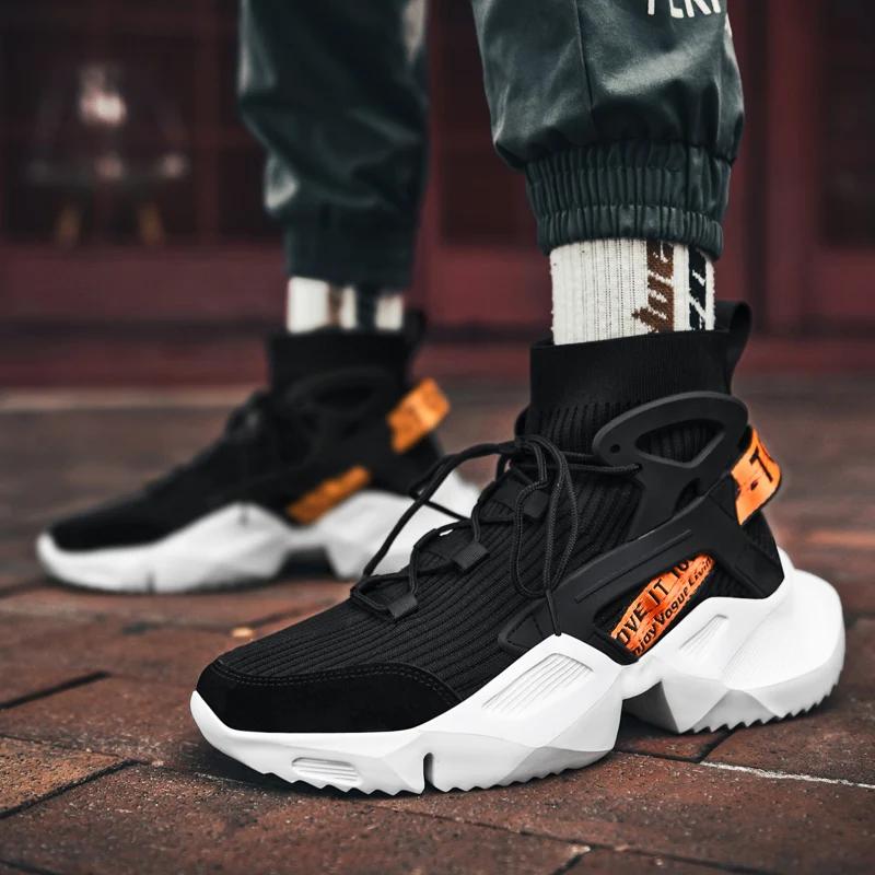 High Top Socks Sneakers Men's Trendy Hip-hop Sneakers Men Mesh Breathable Jogging Shoes Oversized Walking Shoes Mens Shoes