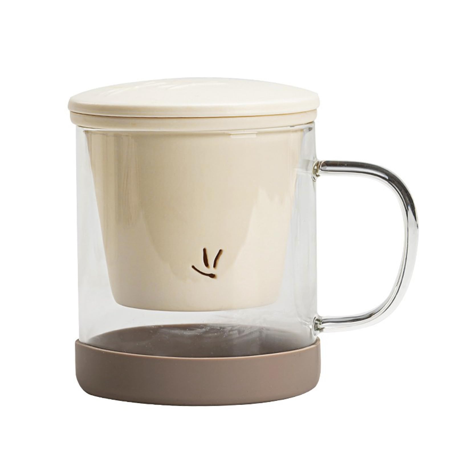 

MiniMood Mug with Tea Strainer, No Teapot Needed, Heat-Resistant Glass with Lid and Ceramic Filter, Coffee, Tea, Matcha, Stylish Office Gift