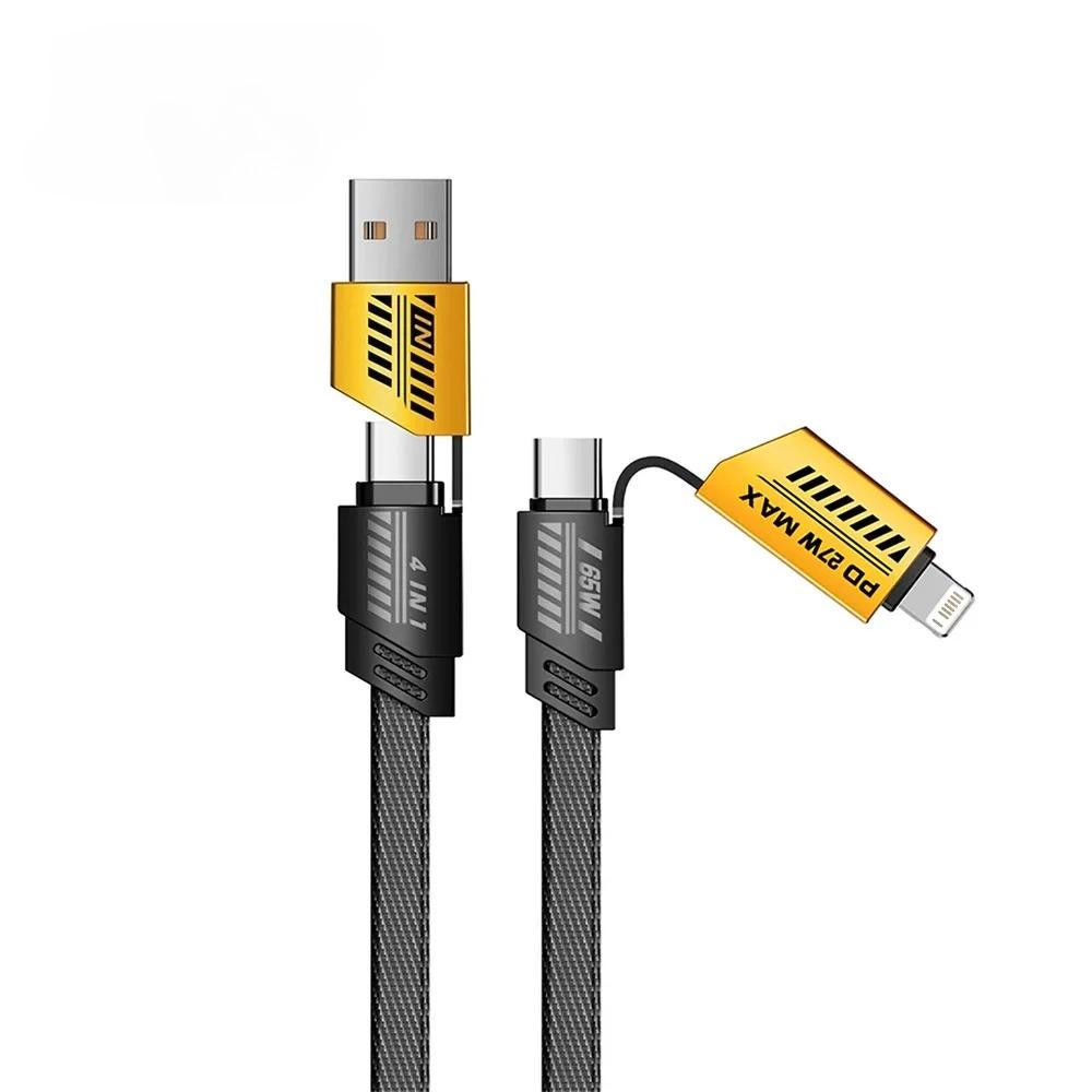 

4 In 1 USB Type C Cable 6A Fast Charging for Huawei Redmi Samsung iPhone 16-12 11 Travel Wall Portable USBC Data Cord for Phone чёрный