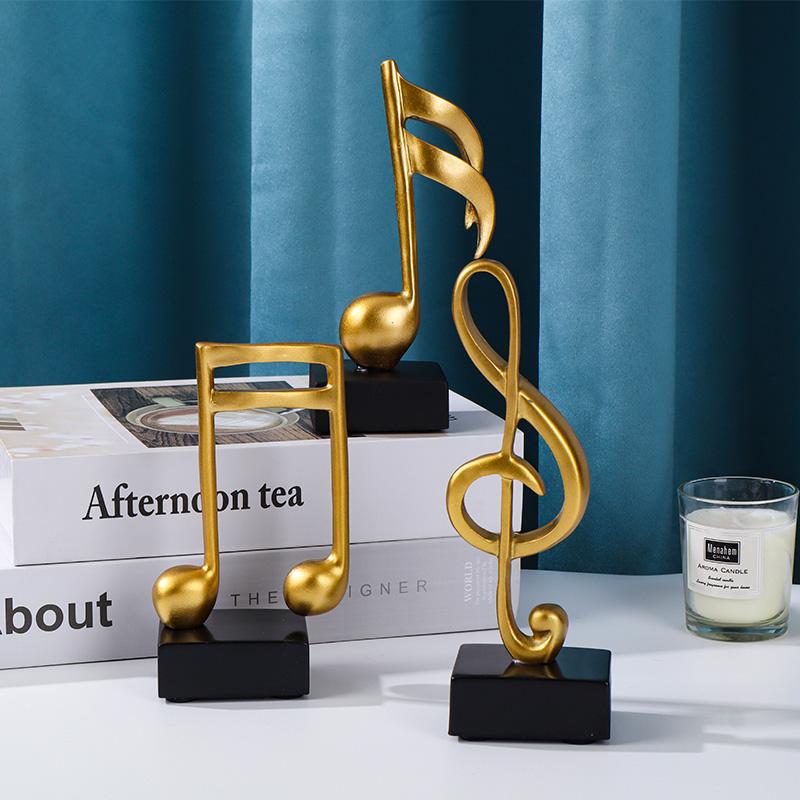 3-Piece Set of Musical Note Sculptures, Resin Figurines Decoration, Home Decorative Ornaments for Bedroom, Study, and Office