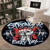 1pc Stronger Every Day Gym Motivation Round Carpet Office Chair Mat, Anime Design, Non Slip Rug for Home Decor