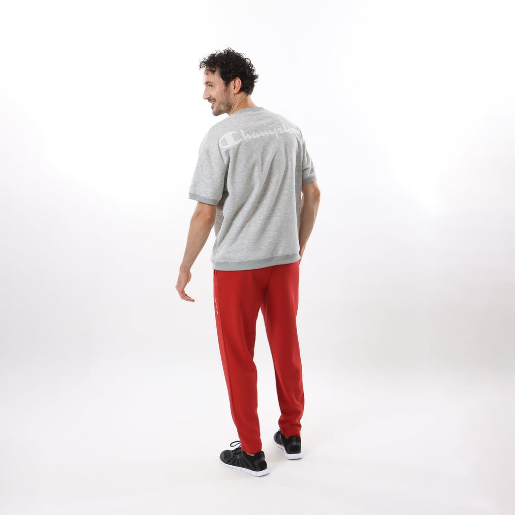 Sweatshirt Short Sleeve Stretch Quick Dry Script Logo Terry Short Sleeve Crew Neck Sweatshirt Sports Oxford Gray [Champion] Techweave(R) Men's