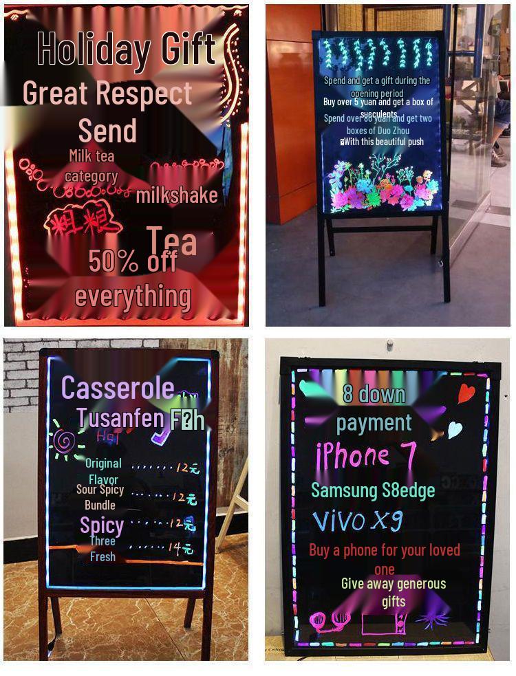 Zhao's LED Fluorescent Screen for Zheng Street Stall Advertising - Glowing Blackboard Sign for Night Markets