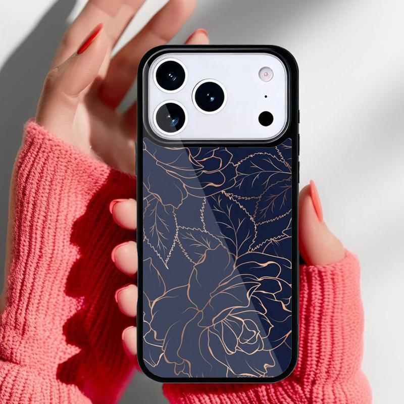 Retro Flower Leaves Graffiti Phone Case for iPhone 17 Air 16e 15 14 13 Pro Max Back Cover for 12 11 Pro Coque
