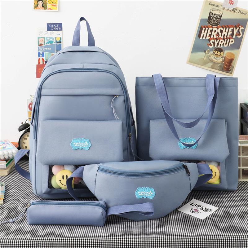 Four-piece Schoolbag Female Elementary School Student Crossbody Bag Middle School Student Backpack