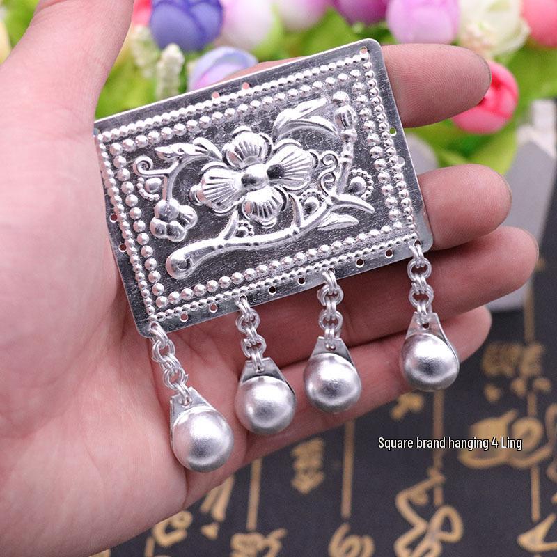 Miao Ethnic Silver Pendants & Handmade Hanfu Hairpin Accessories with Sesame Bells