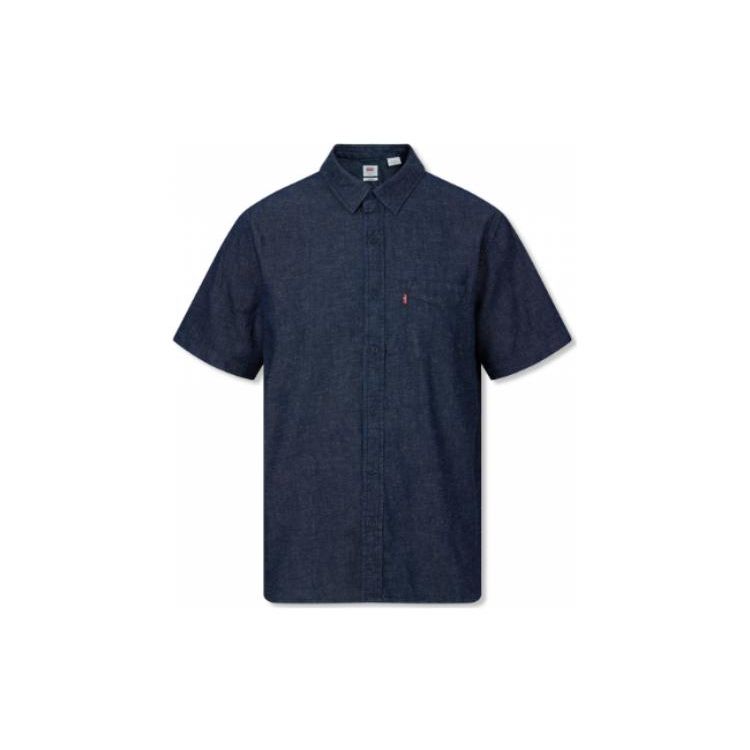 Джинсовая рубашка с коротким рукавом Levis однотонная повседневная мужская рубашки 86624-0014 XS