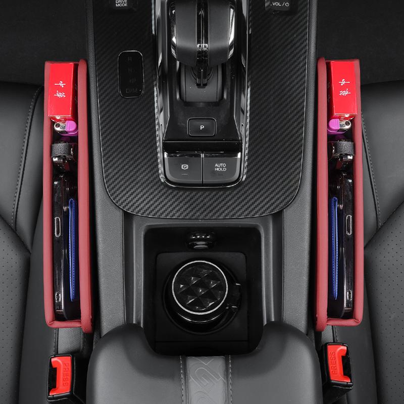 1PC Caixa organizadora de couro para carro, assento de carro, bolso com fenda, multifuncional, suporte de armazenamento para assento de motorista, acessórios para interior de automóveis